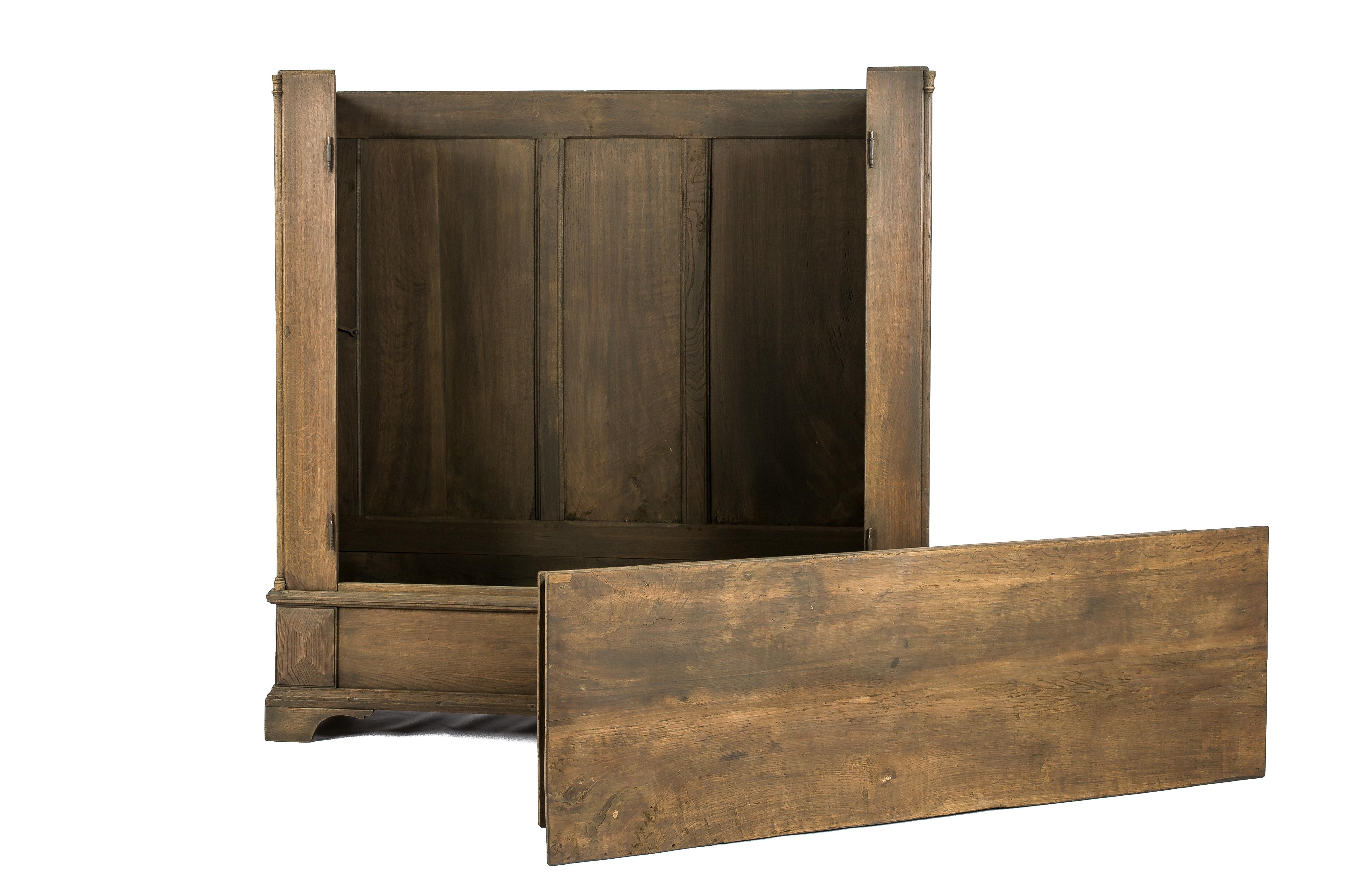 Antique 19th-century German solid oak two-door gray matte finished cupboard  For Sale 12