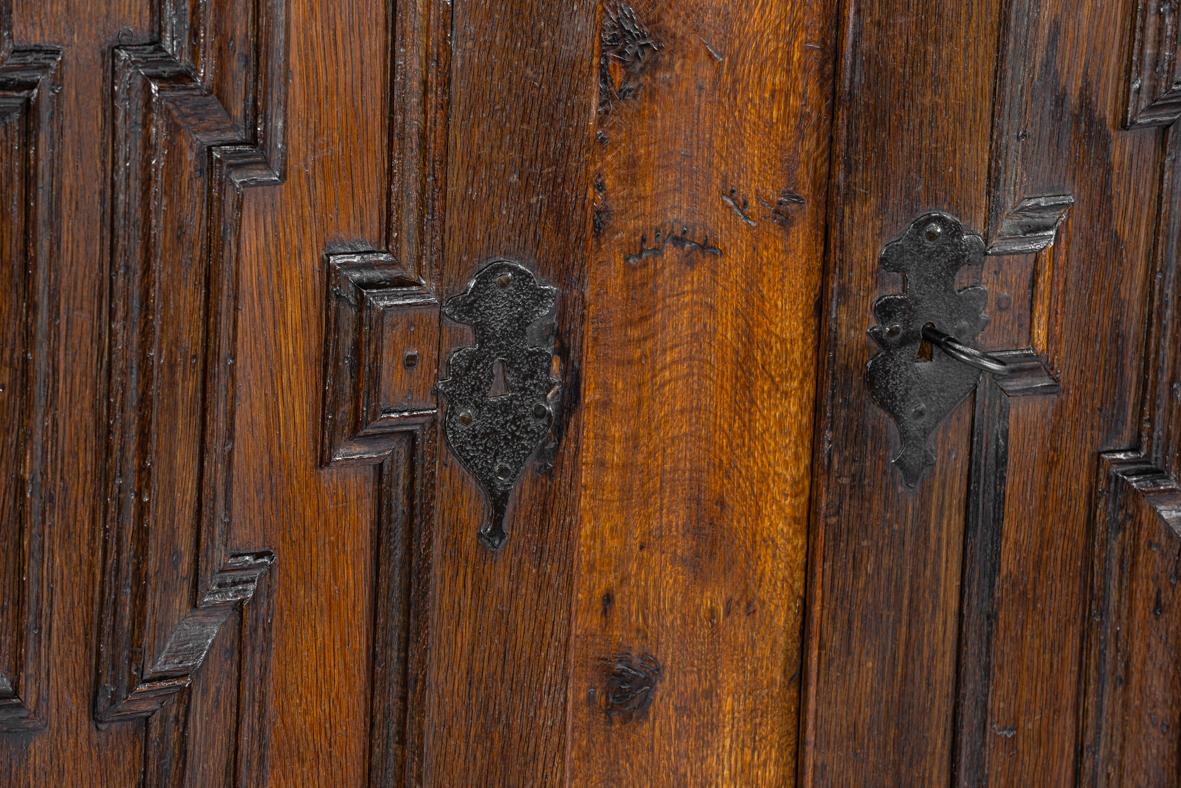 Antique 19th century german solid oak warm brown two-door cupboard or cabinet For Sale 2