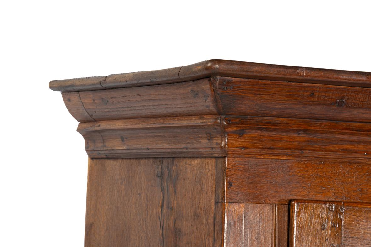 Antique 19th century german solid oak warm brown two-door cupboard or cabinet For Sale 4