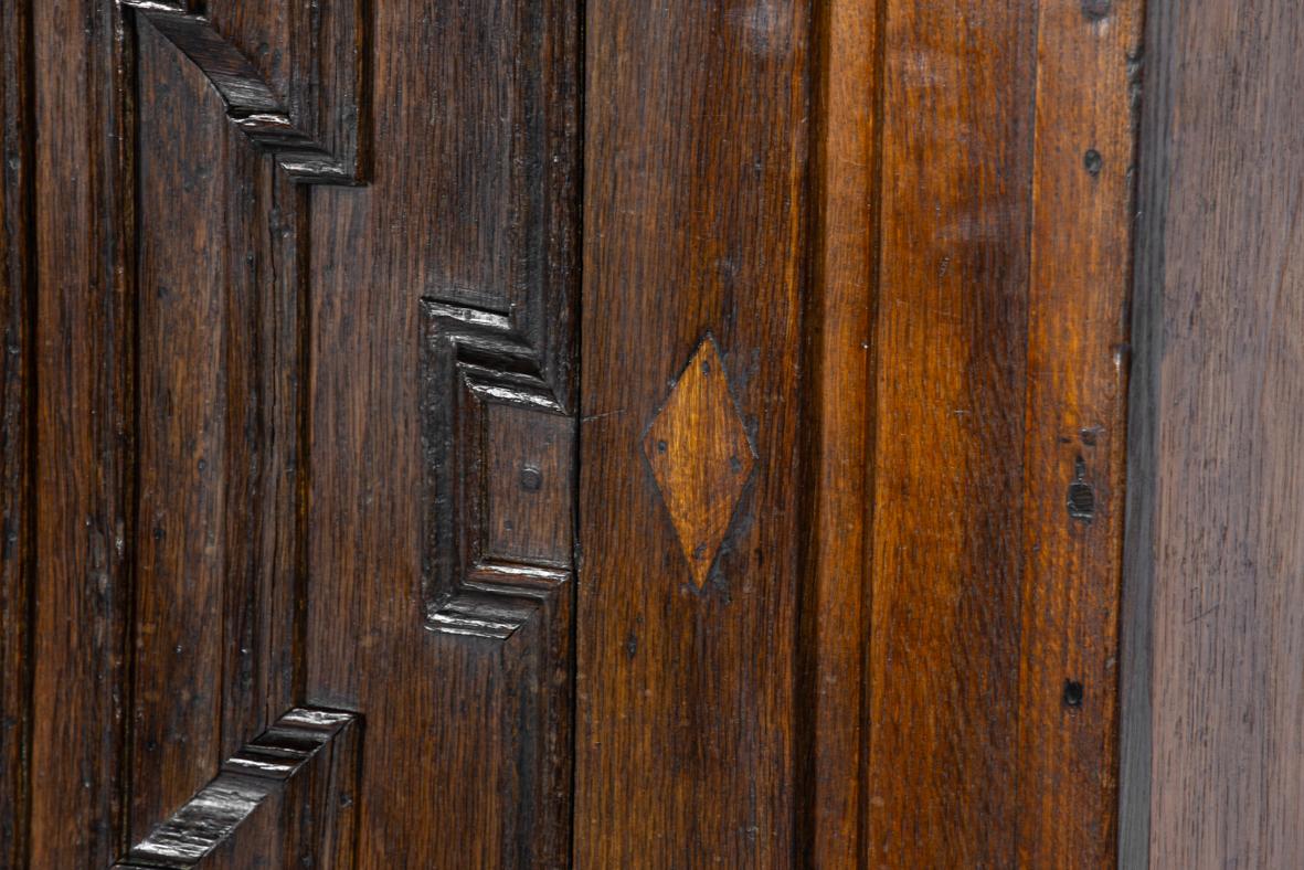 Antique 19th century german solid oak warm brown two-door cupboard or cabinet For Sale 5