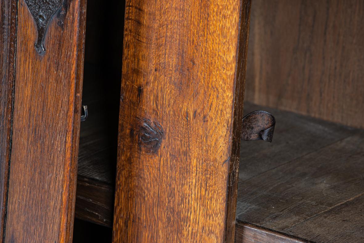 Antique 19th century german solid oak warm brown two-door cupboard or cabinet For Sale 7