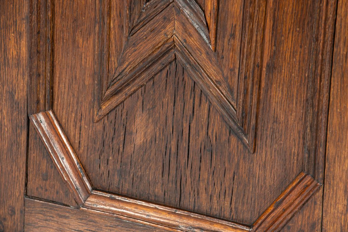 Antique 19th century german solid oak warm brown two-door cupboard or cabinet For Sale 8