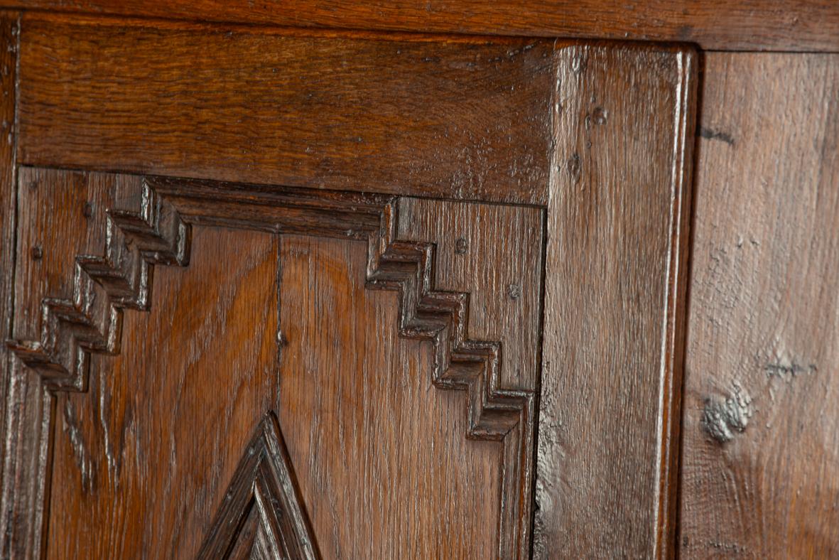 Antique 19th century german solid oak warm brown two-door cupboard or cabinet For Sale 10