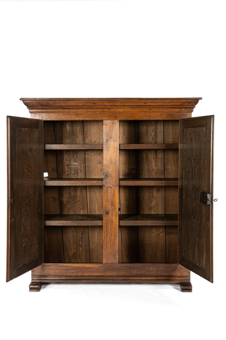 Baroque Revival Antique 19th century german solid oak warm brown two-door cupboard or cabinet For Sale