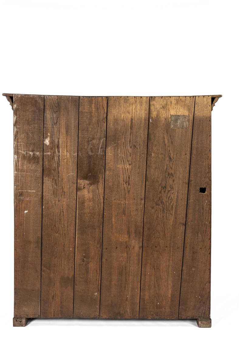 Polished Antique 19th century german solid oak warm brown two-door cupboard or cabinet For Sale