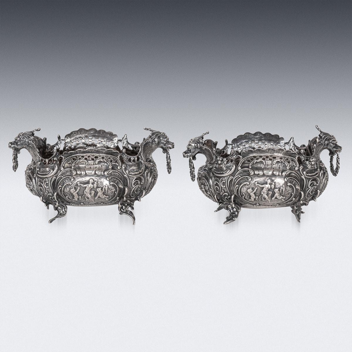 Antique 19th Century German Solid Silver Bowls, Georg Roth, Hanau c.1890 In Good Condition For Sale In Royal Tunbridge Wells, Kent