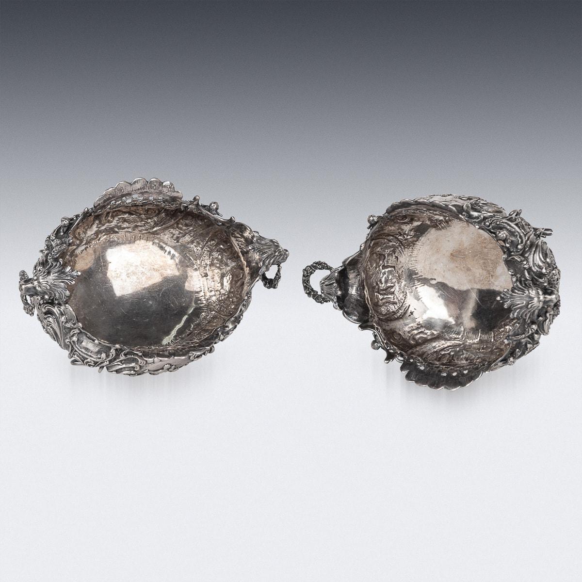Fin du XIXe siècle Bols allemands anciens en argent massif du 19ème siècle, Georg Roth, Hanau vers 1890 en vente