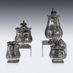 Antique 19th Century German Solid Silver Chinese Style Tea Service, circa 1890