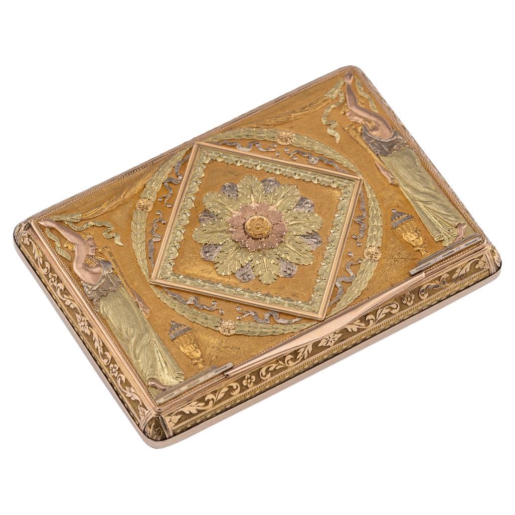 Antigua caja de rapé de oro de 18 quilates tricolor alemana del siglo XIX, Hanau c.1820