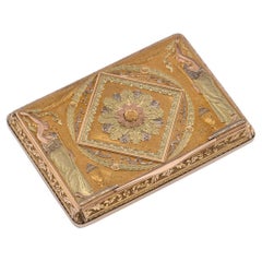 Antigua caja de rapé de oro de 18 quilates tricolor alemana del siglo XIX, Hanau c.1820