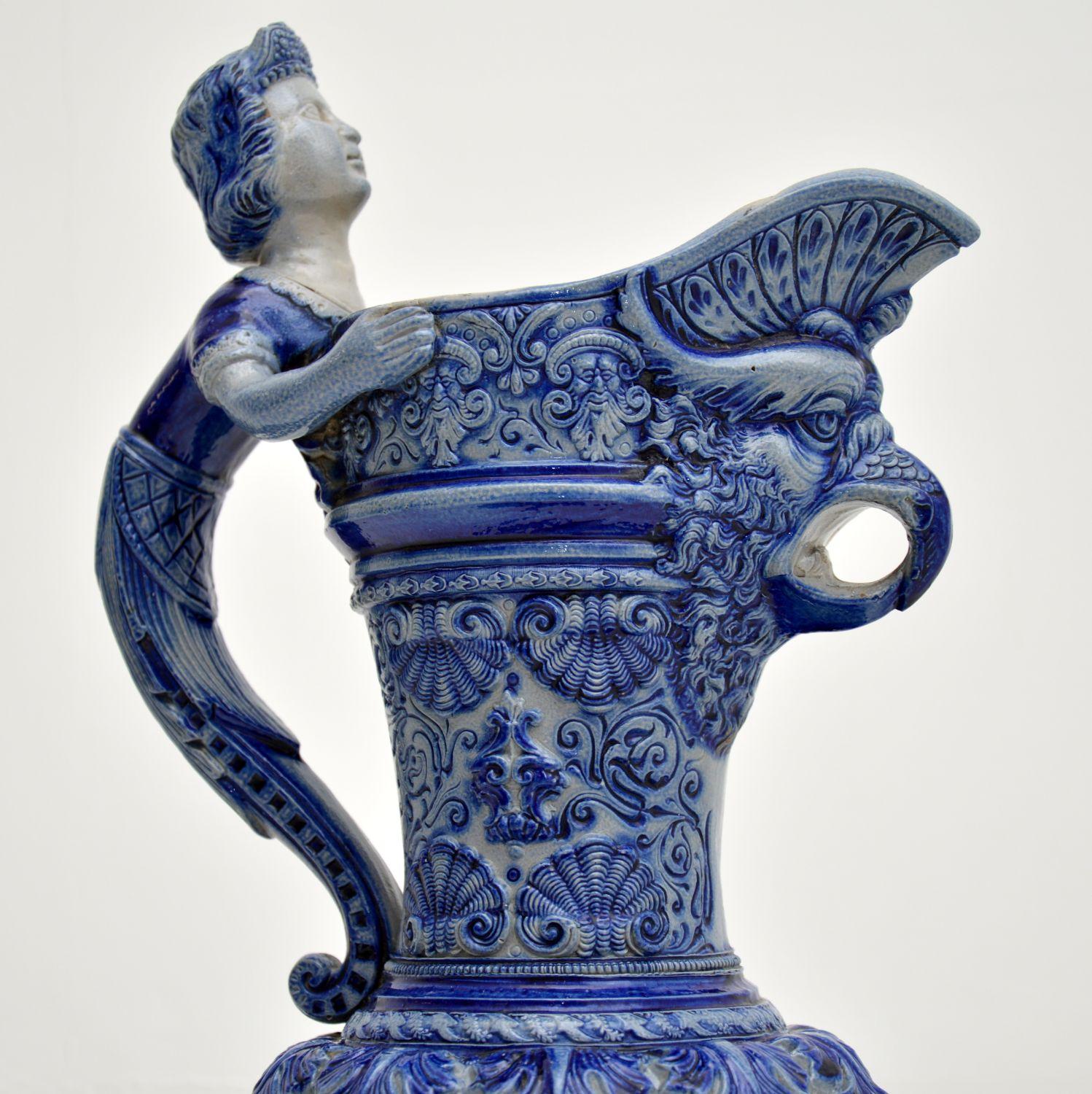 Antique 19th Century German Westerwald Stoneware Ewer In Good Condition For Sale In London, GB