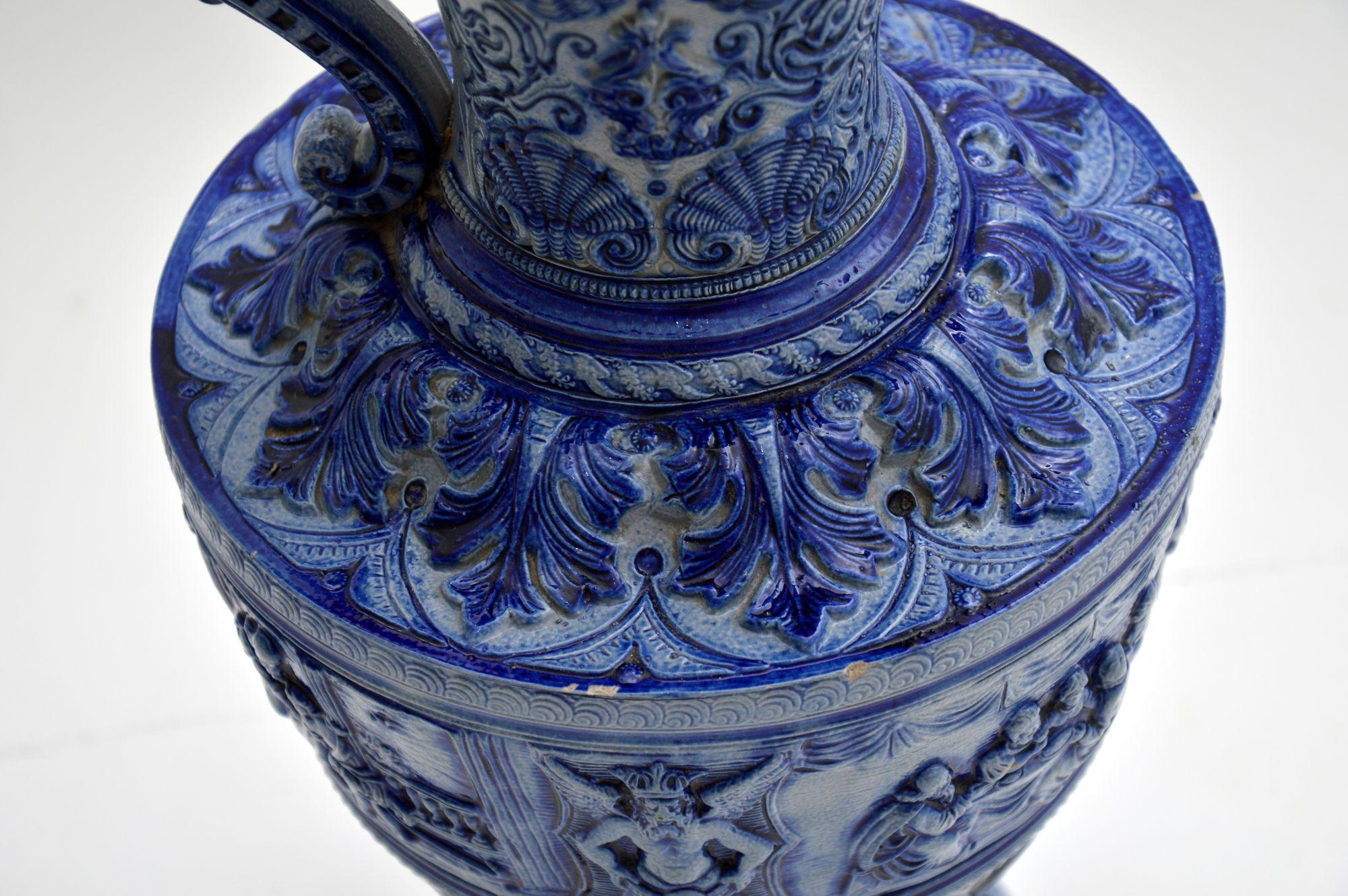 Ceramic Antique 19th Century German Westerwald Stoneware Ewer