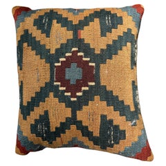 Antique 19th Century Ghashghai Kilim Pillow Handwoven Tribal Wool Accent, 11"X9"