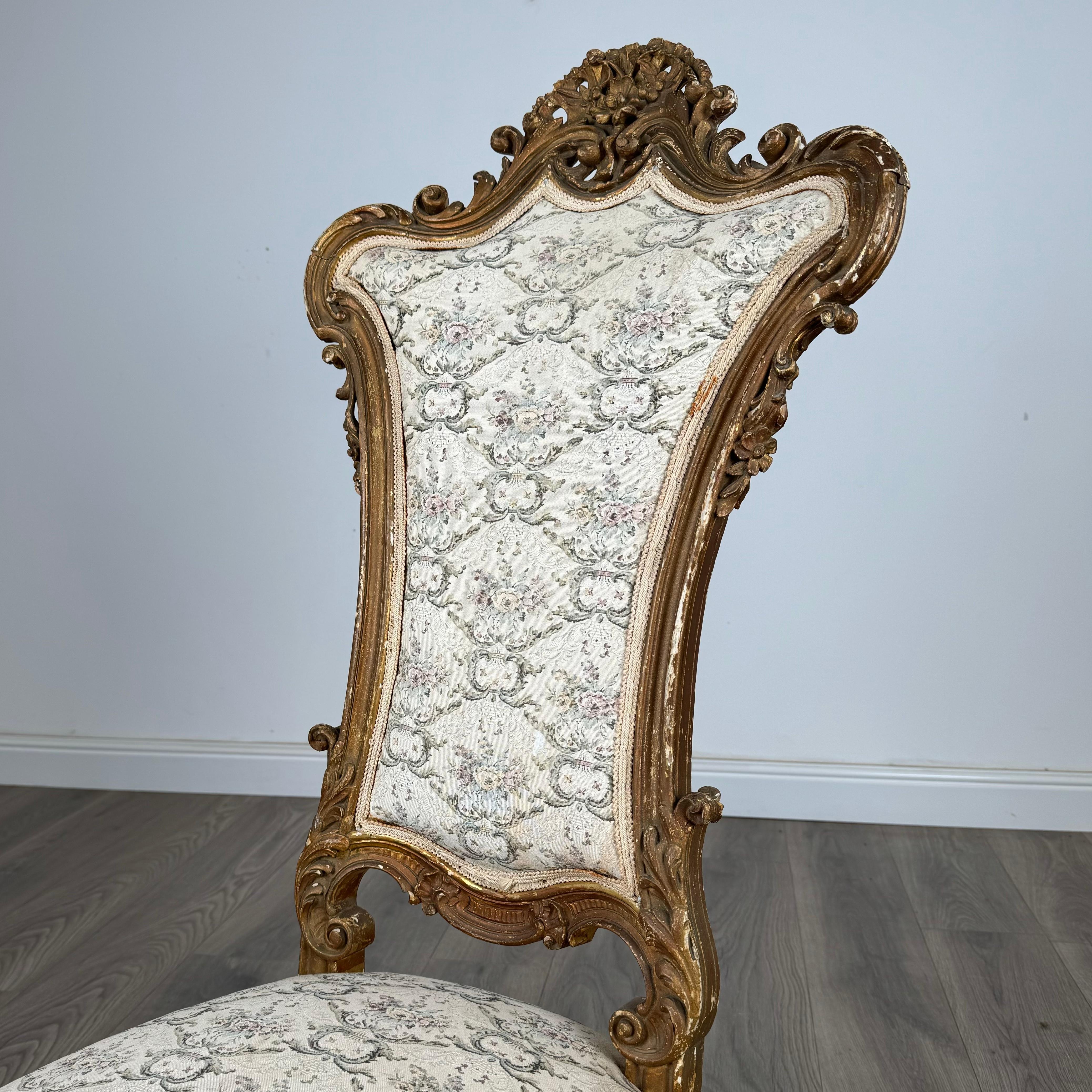Fauteuil/chaise d'entrée français doré du 19ème siècle ( REF AF-3330 ) en vente 3
