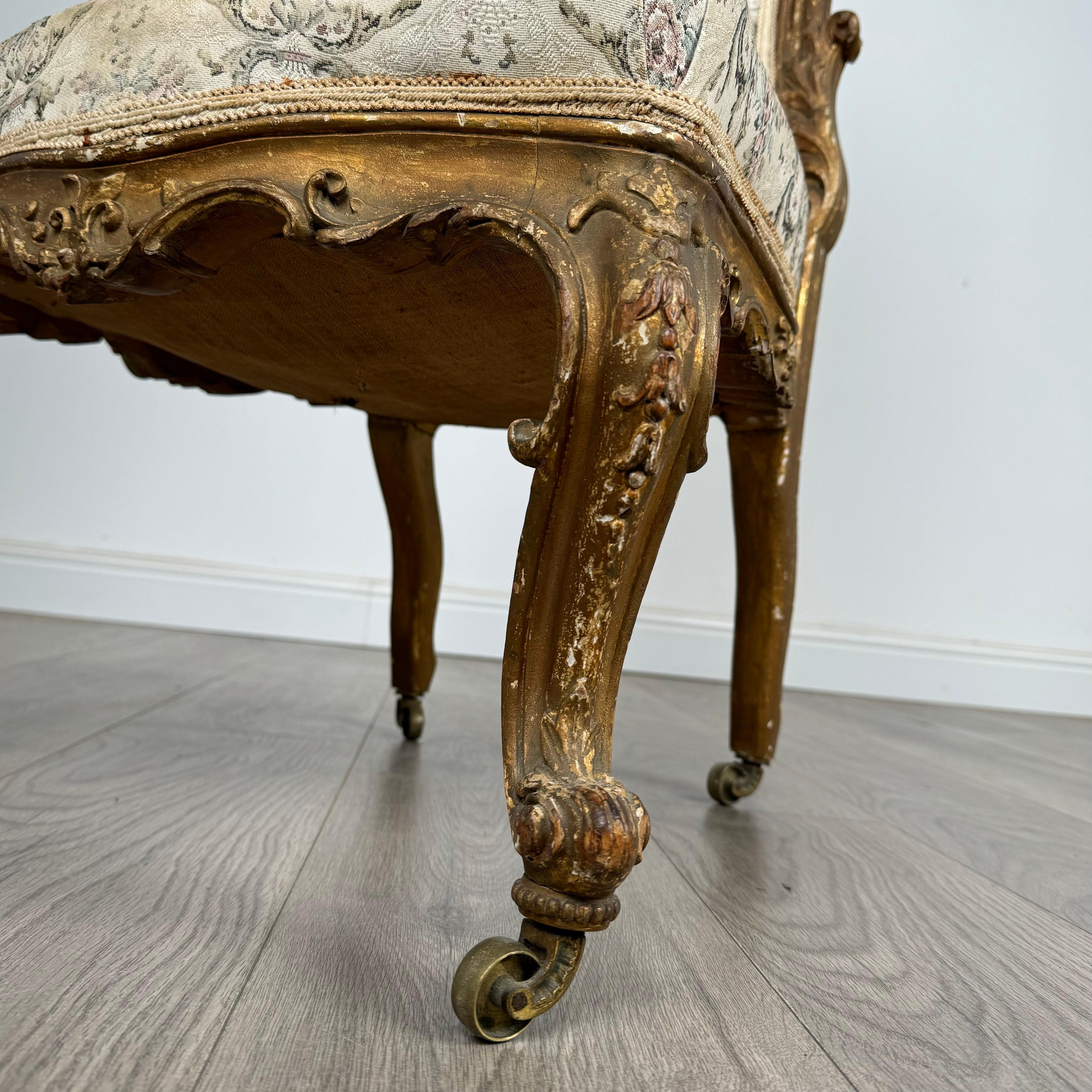 Fauteuil/chaise d'entrée français doré du 19ème siècle ( REF AF-3330 ) en vente 4