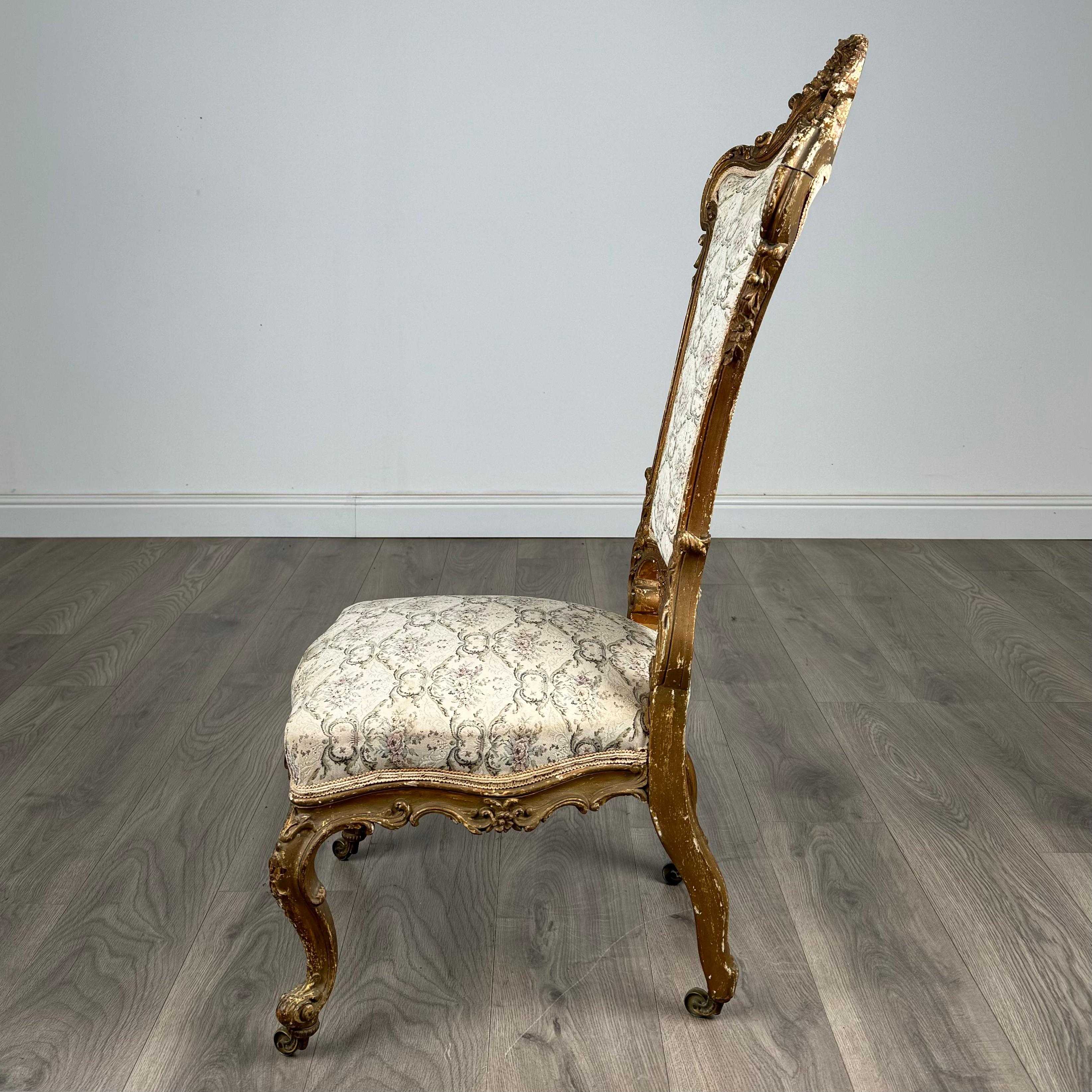 Louis-Philippe Fauteuil/chaise d'entrée français doré du 19ème siècle ( REF AF-3330 ) en vente