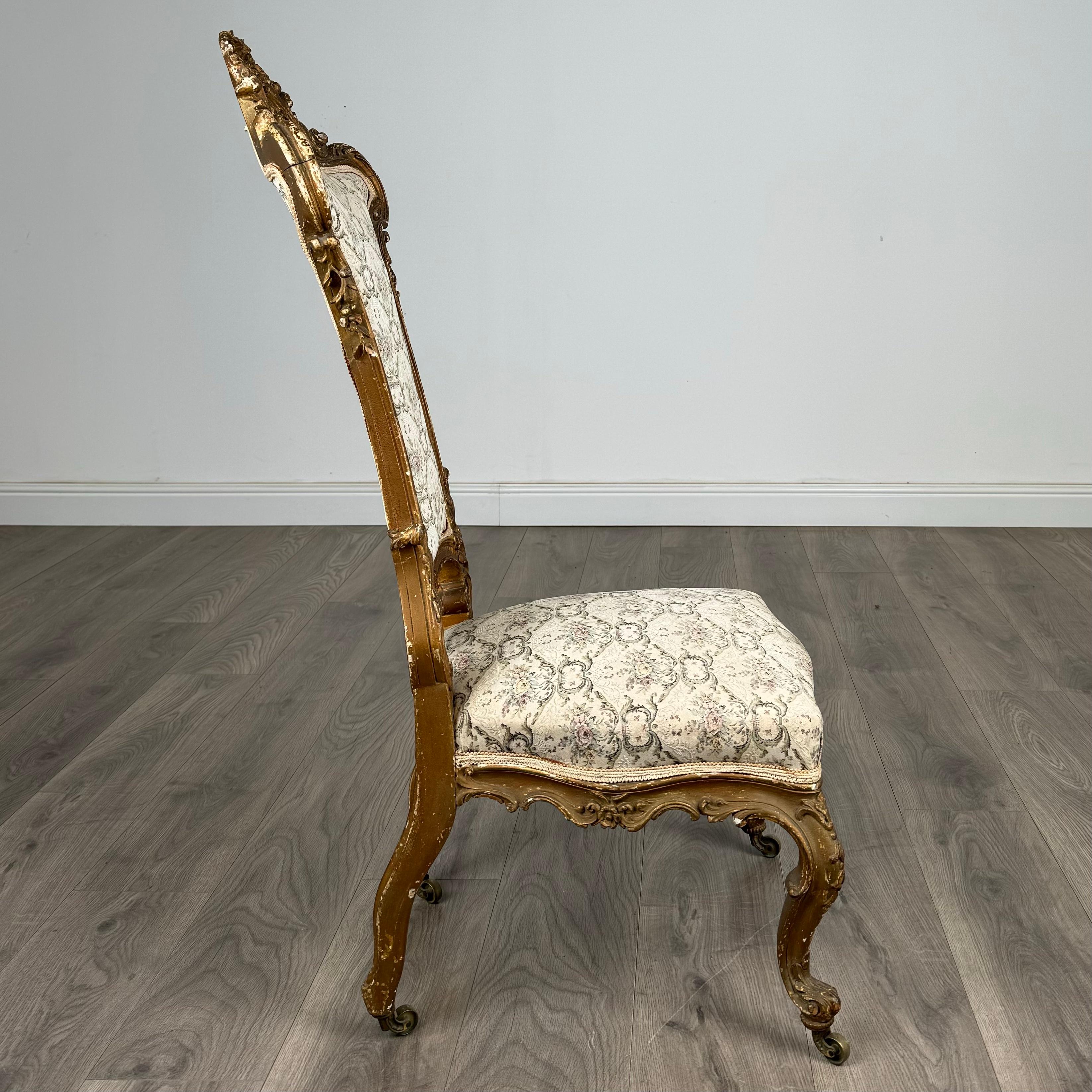 Bois doré Fauteuil/chaise d'entrée français doré du 19ème siècle ( REF AF-3330 ) en vente