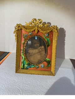 Antique French 19th Century Gilt Bronze Standing Picture Frame