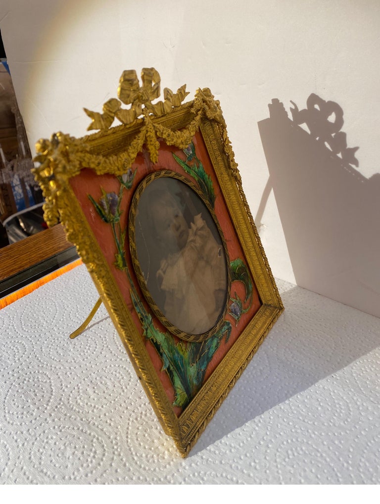Antique French 19th Century Gilt Bronze Standing Picture Frame For Sale 2