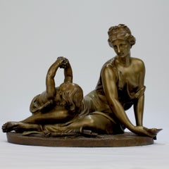 Antique 19th Century Gilt French Bronze of Venus & Cupid after Carrier-Belleuse