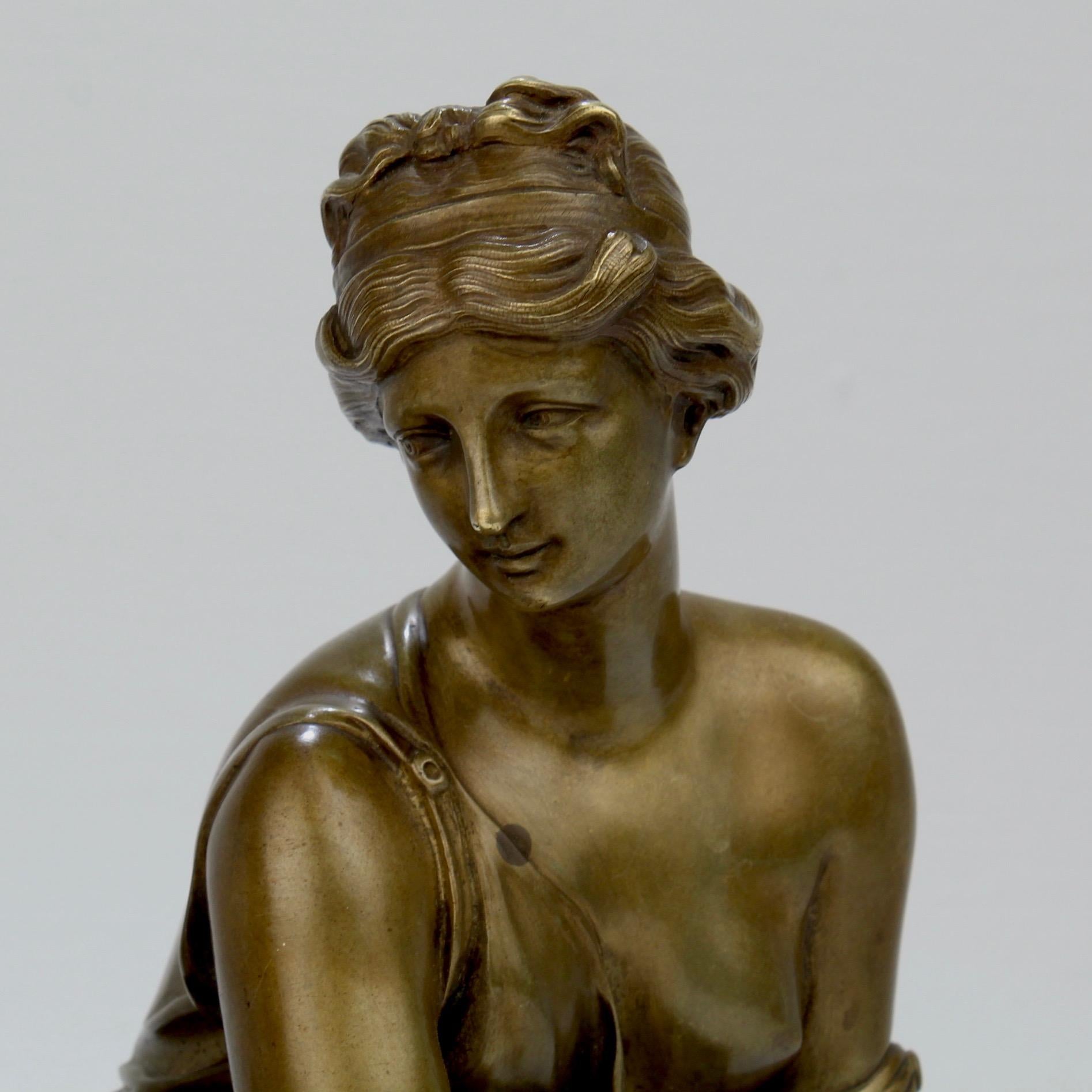 Antique 19th Century Gilt French Bronze of Venus & Cupid after Carrier-Belleuse For Sale 5