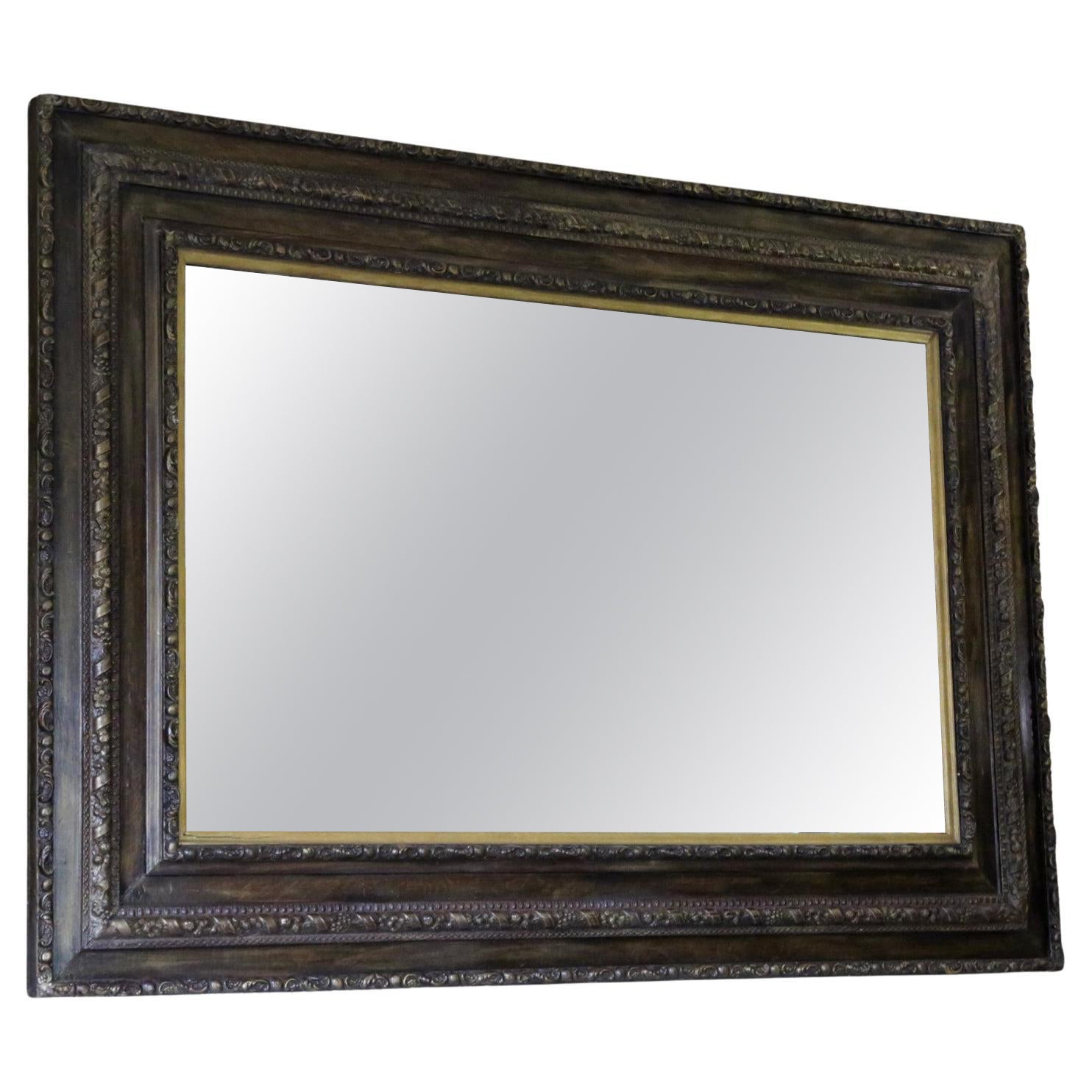 Antique 19th Century Gilt & Oak Finished Overmantle Wall Mirror – Fine Quality