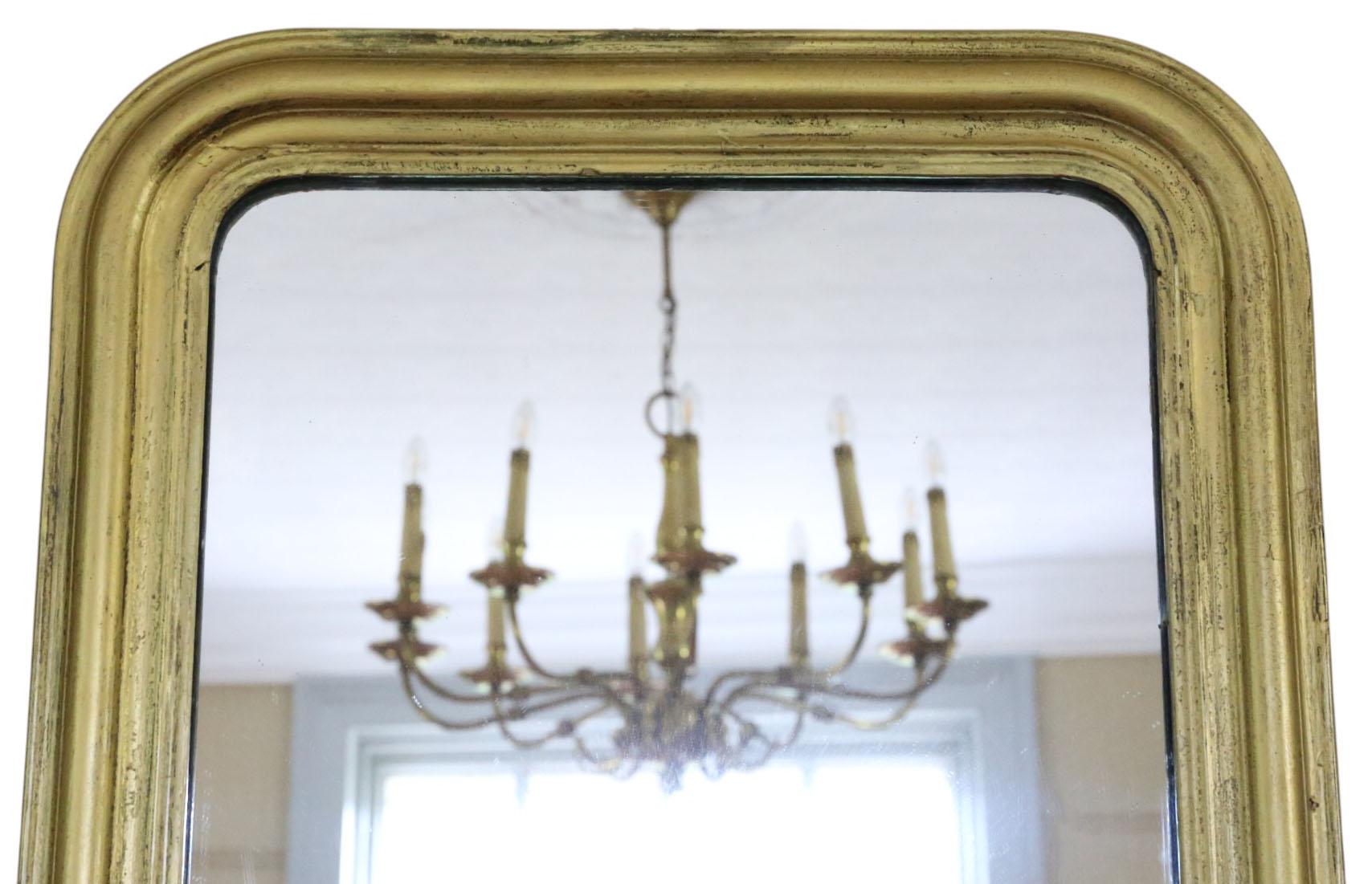 Antike 19. Jahrhundert vergoldet Overmantel Wandspiegel - Ornate Vintage Gold Frame im Angebot 4