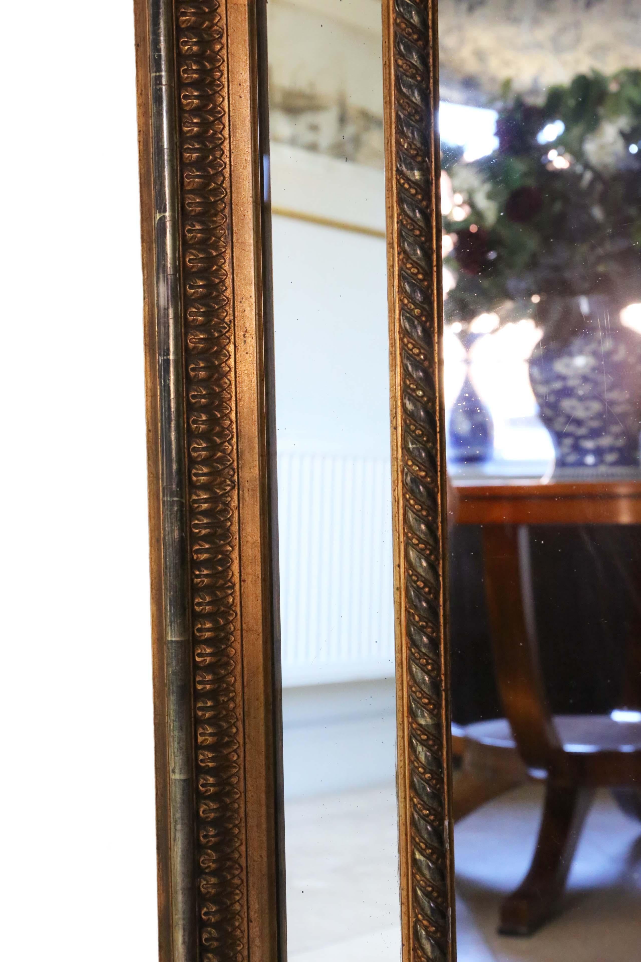 Antique 19th Century Gilt Wall Cushion Mirror Very Large Fine Quality 1