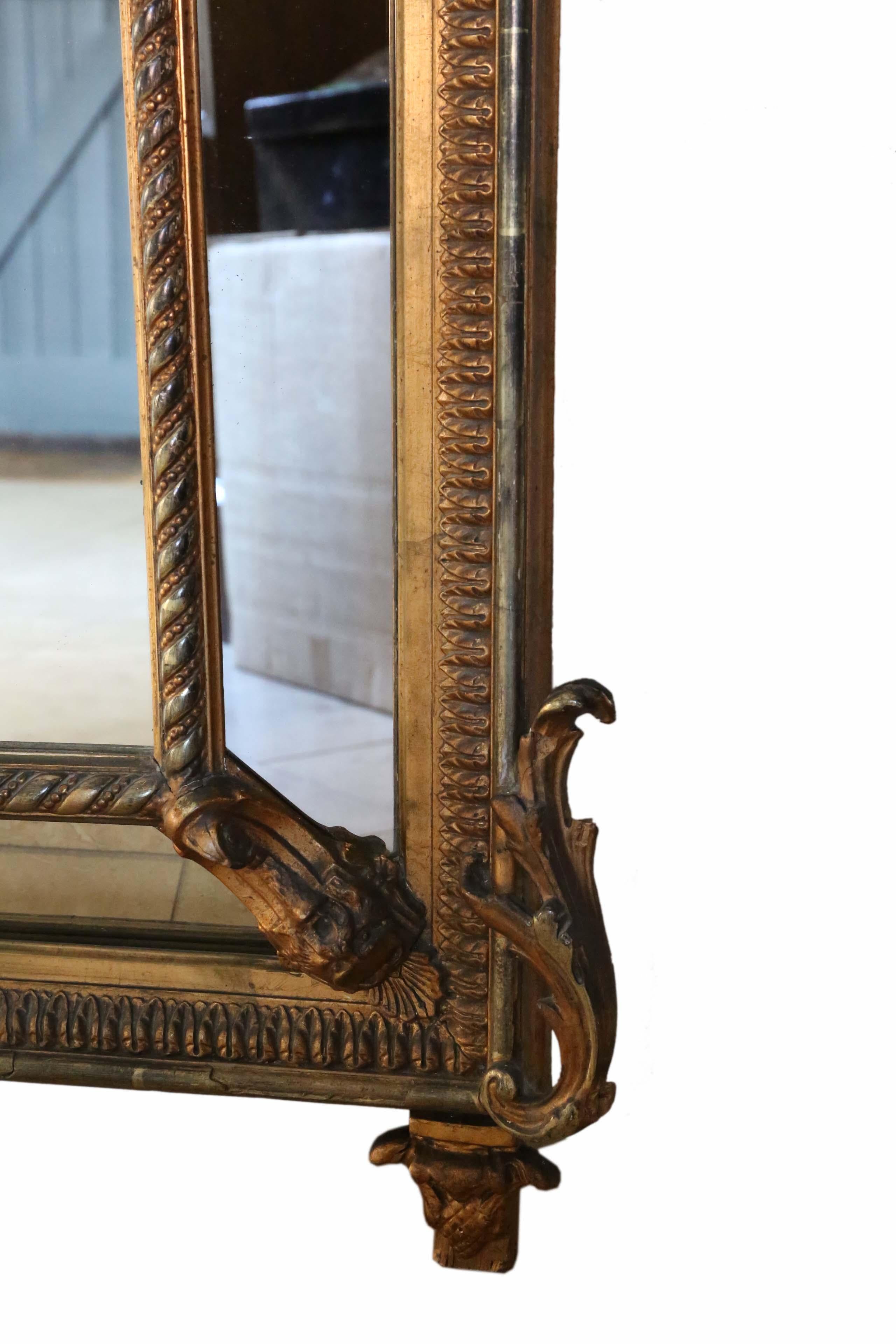 Antique 19th Century Gilt Wall Cushion Mirror Very Large Fine Quality 2