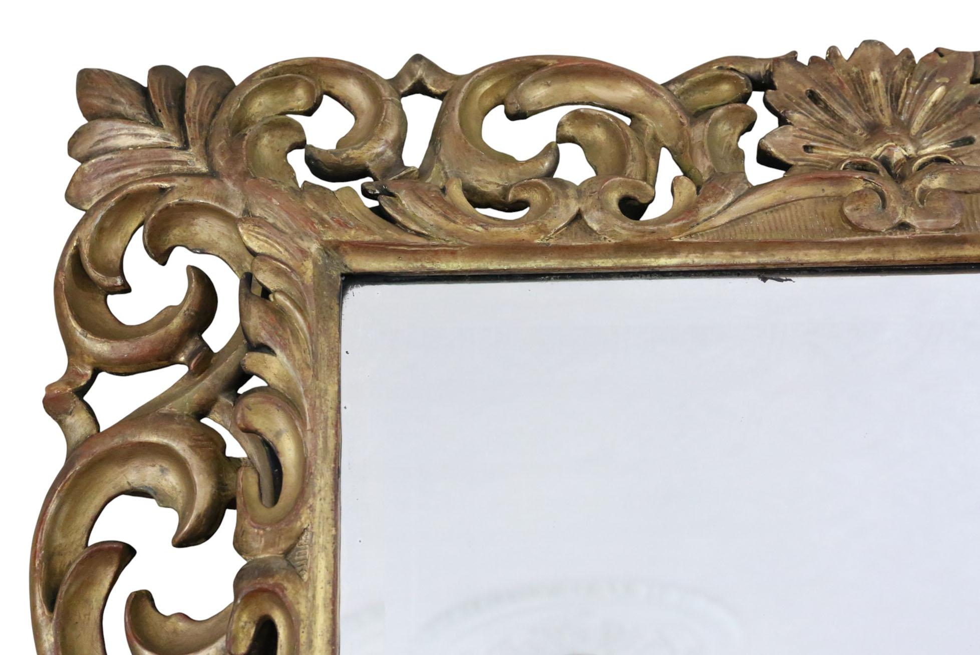 Antique Miroir à trumeau Florentine en bois doré du 19ème siècle - Cadre orné Bon état - En vente à Wisbech, Cambridgeshire