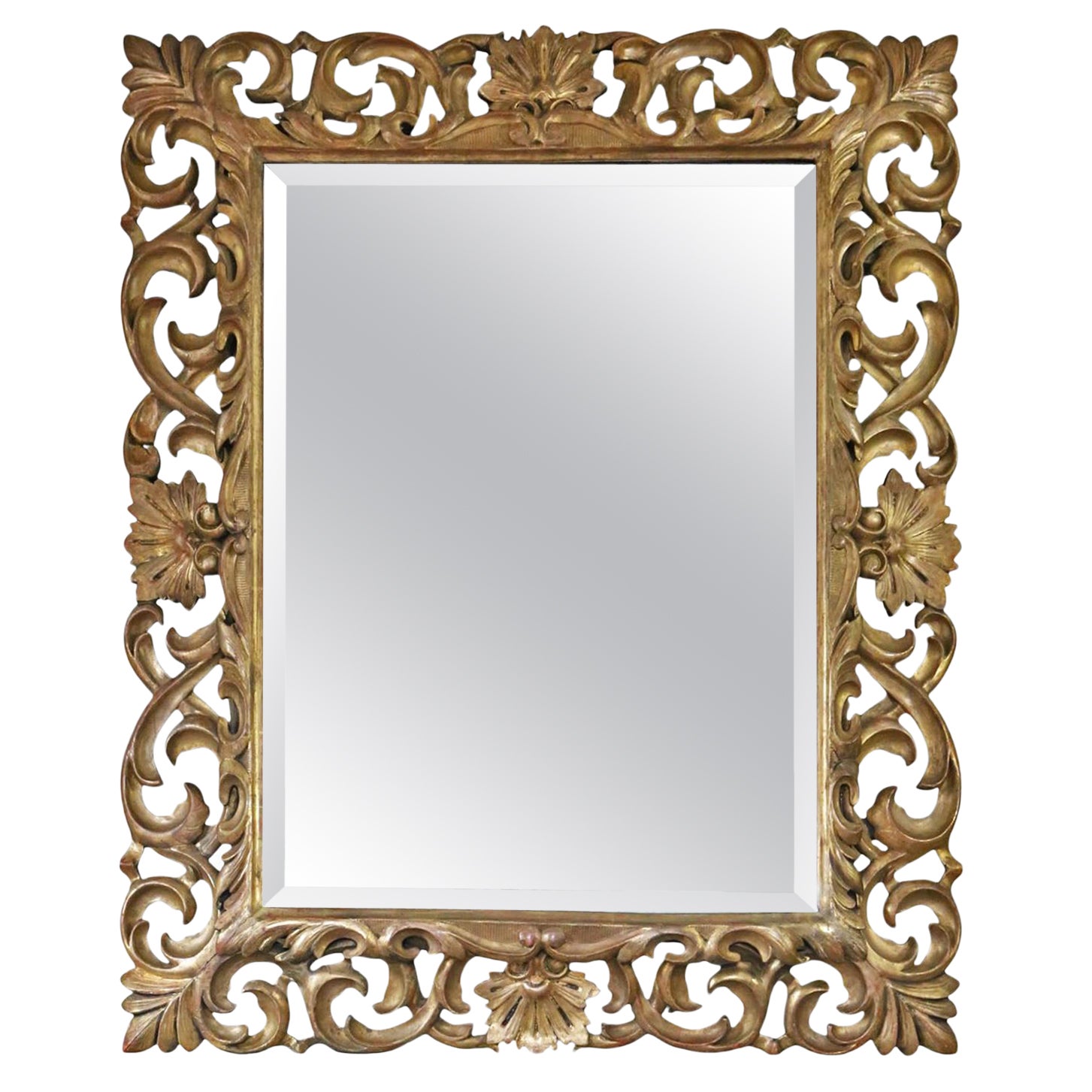 Antique Miroir à trumeau Florentine en bois doré du 19ème siècle - Cadre orné