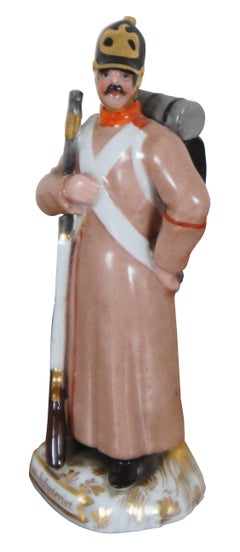 Antique 19th Century Glazed Porcelain Russian Infantryman Soldier 1812 Vienna