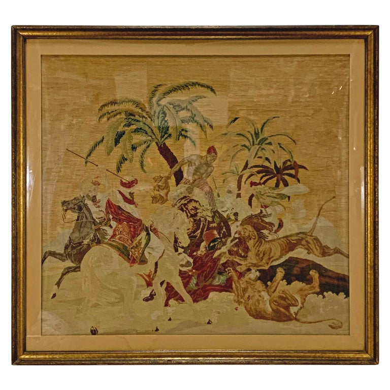 Antique Gobelins Tapestry Of Medieval Market Scene Woven Early 1920's -  1940's