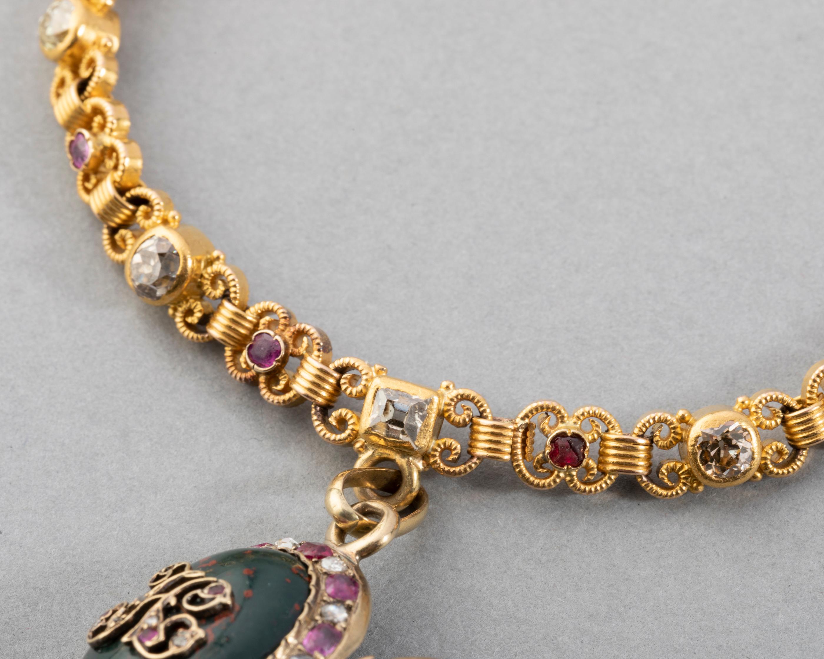 Women's Antique 19th Century Gold and Precious Stones French Bracelet