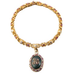 Antique 19th Century Gold and Precious Stones French Bracelet Antique 19th Century Gold and Precious Stones French Bracelet