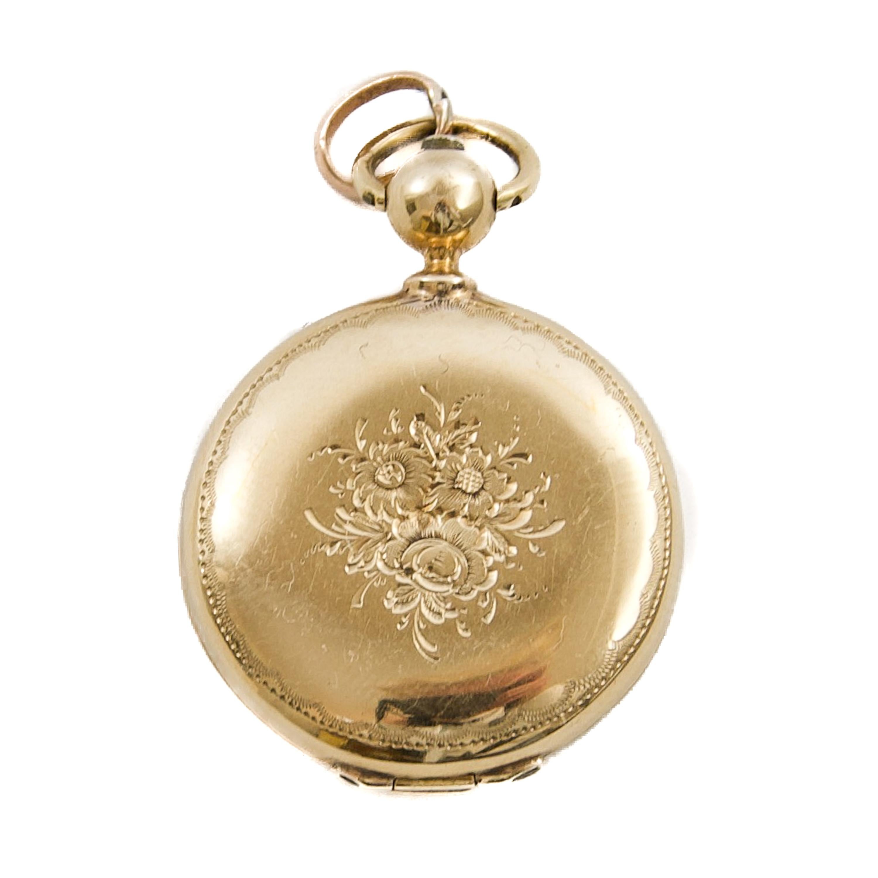 Taglio a rosa Antico ciondolo a medaglione Guilloché in smalto d'oro del XIX secolo con diamanti taglio rosa in vendita