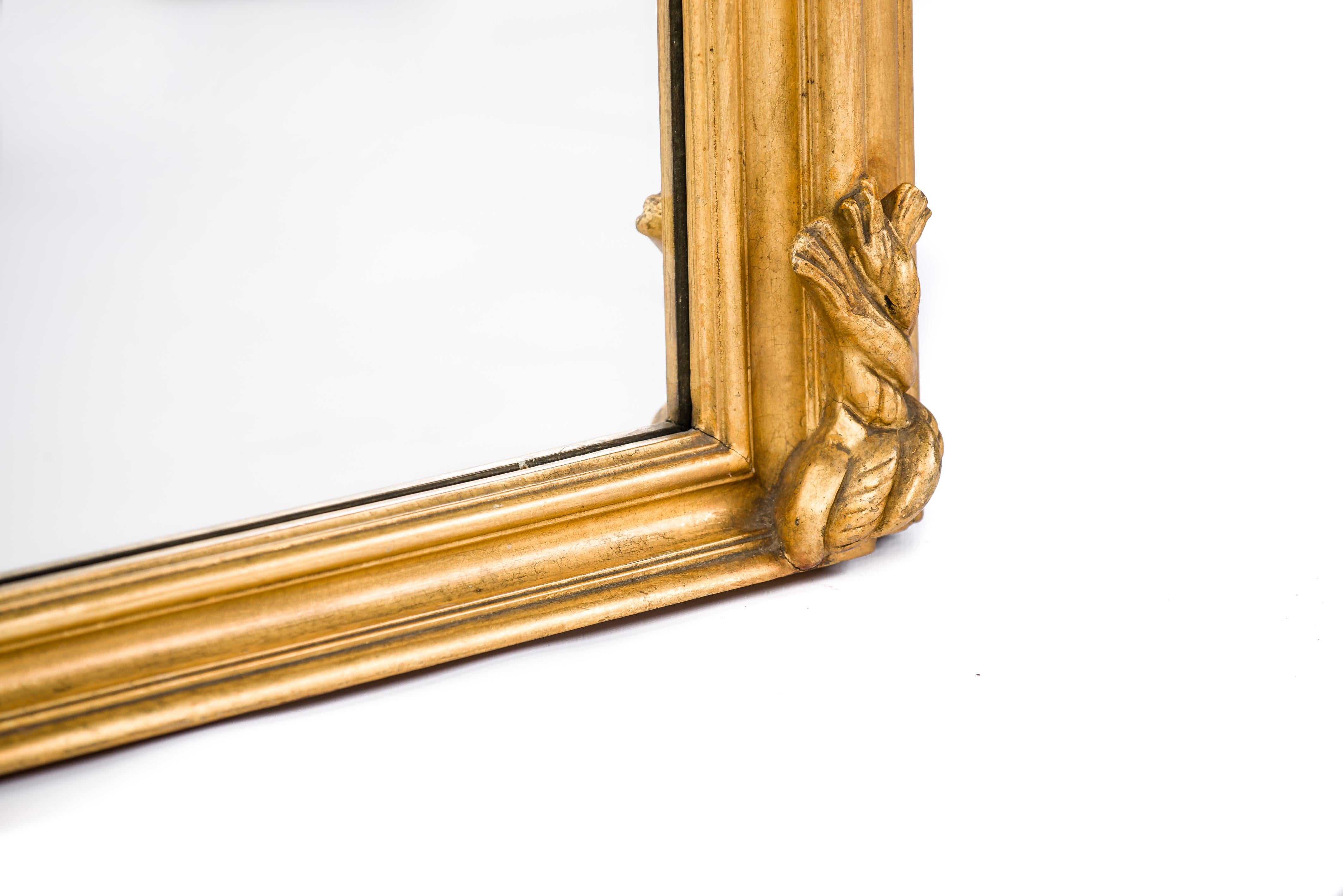 Louis-Philippe Miroir Louis Philippe français ancien du 19ème siècle doré à l'or avec corde et pompon en vente
