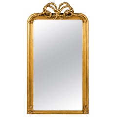 Antique 19th Century Gold Gilt French Louis Philippe Mirror with Rope and Tassel