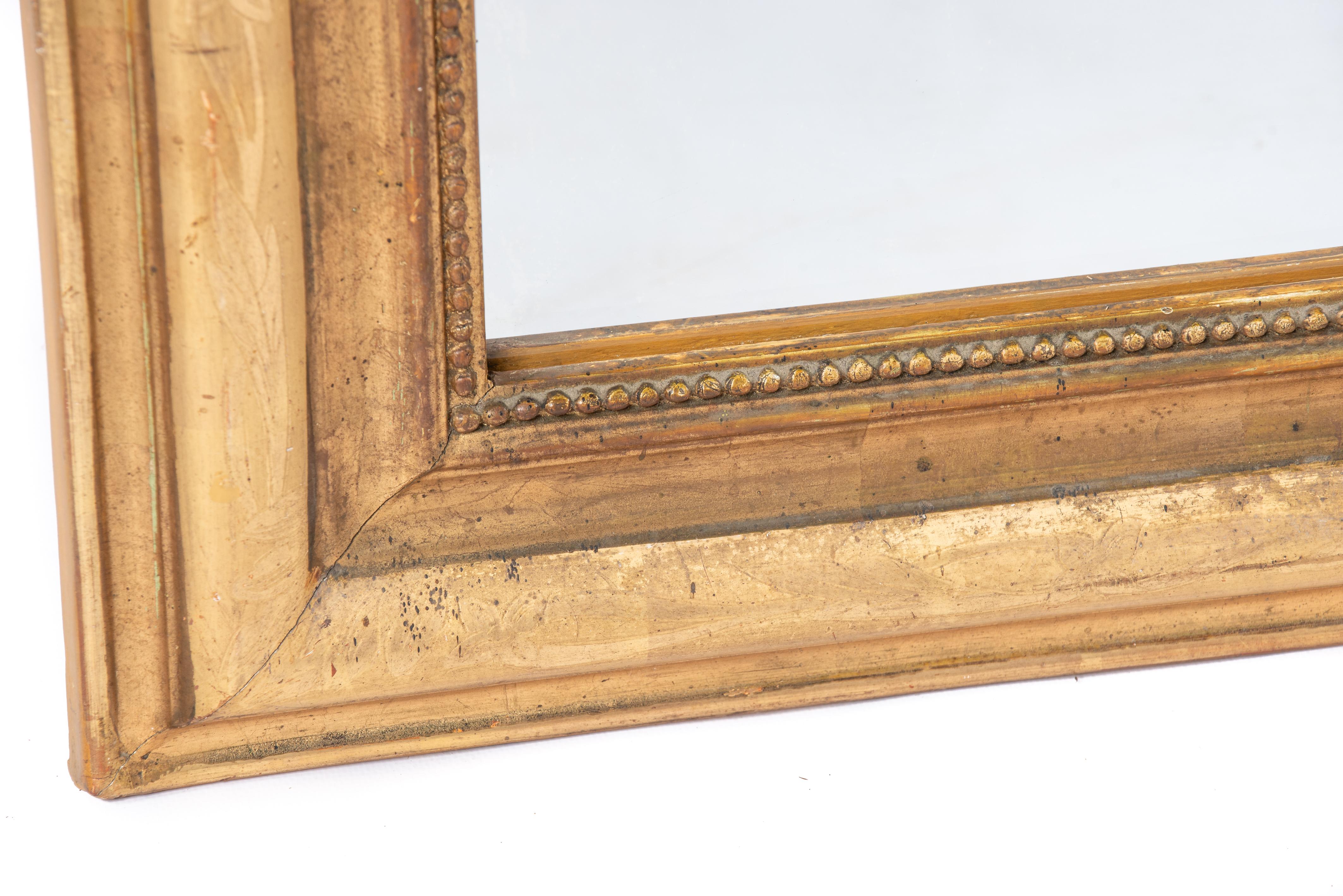 19th Century Antique 19th-century gold leaf gilt and engraved French Louis Philippe Mirror For Sale