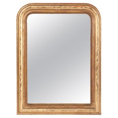 Antique Miroir Louis Philippe français du 19ème siècle, doré à la feuille d'or et gravé