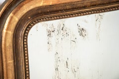 Antique miroir Louis Phillipe français du 19ème siècle, doré à la feuille d'or et à la bole rouge