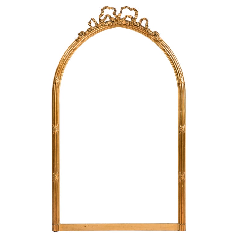Antique 19th-century gold leaf gilt French empire mirror with bow-tied ...