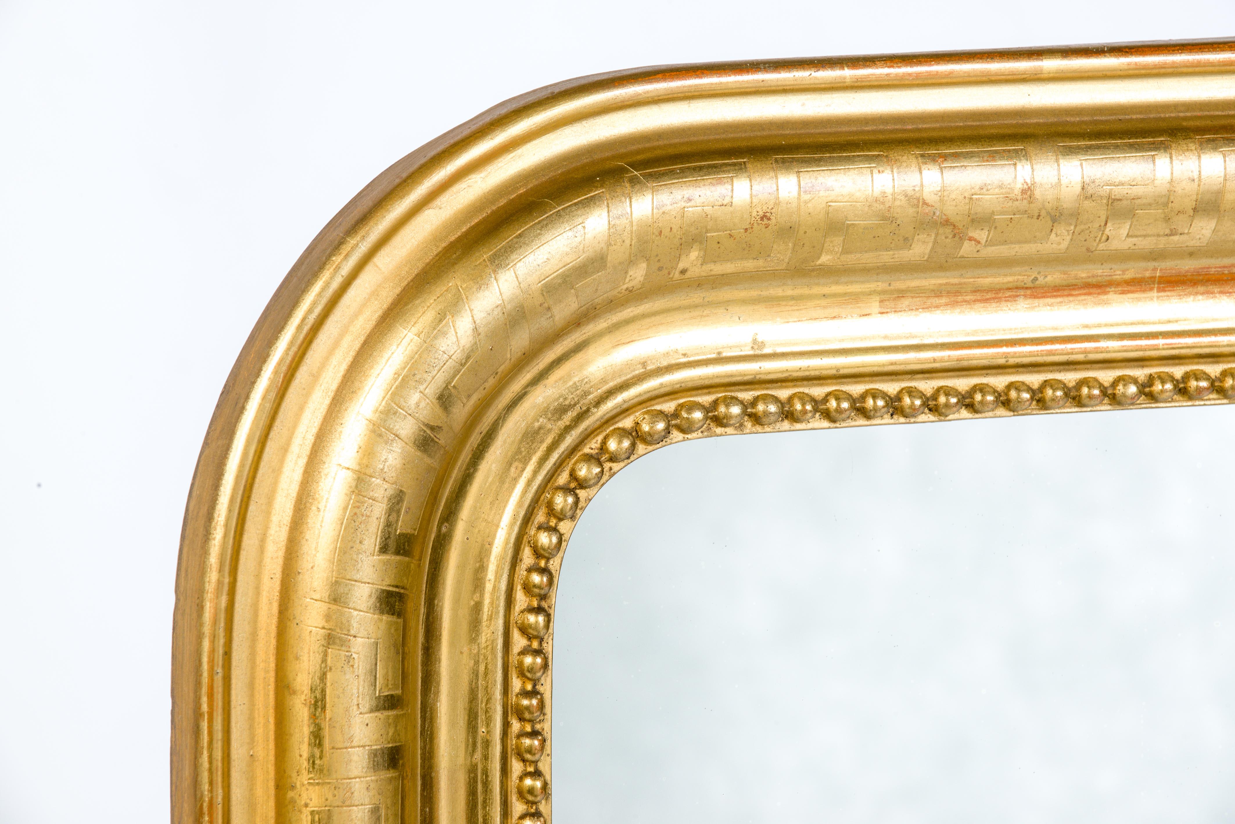 Antique 19th Century Gold Leaf Gilt French Louis Philippe Mirror In Good Condition In Casteren, NL