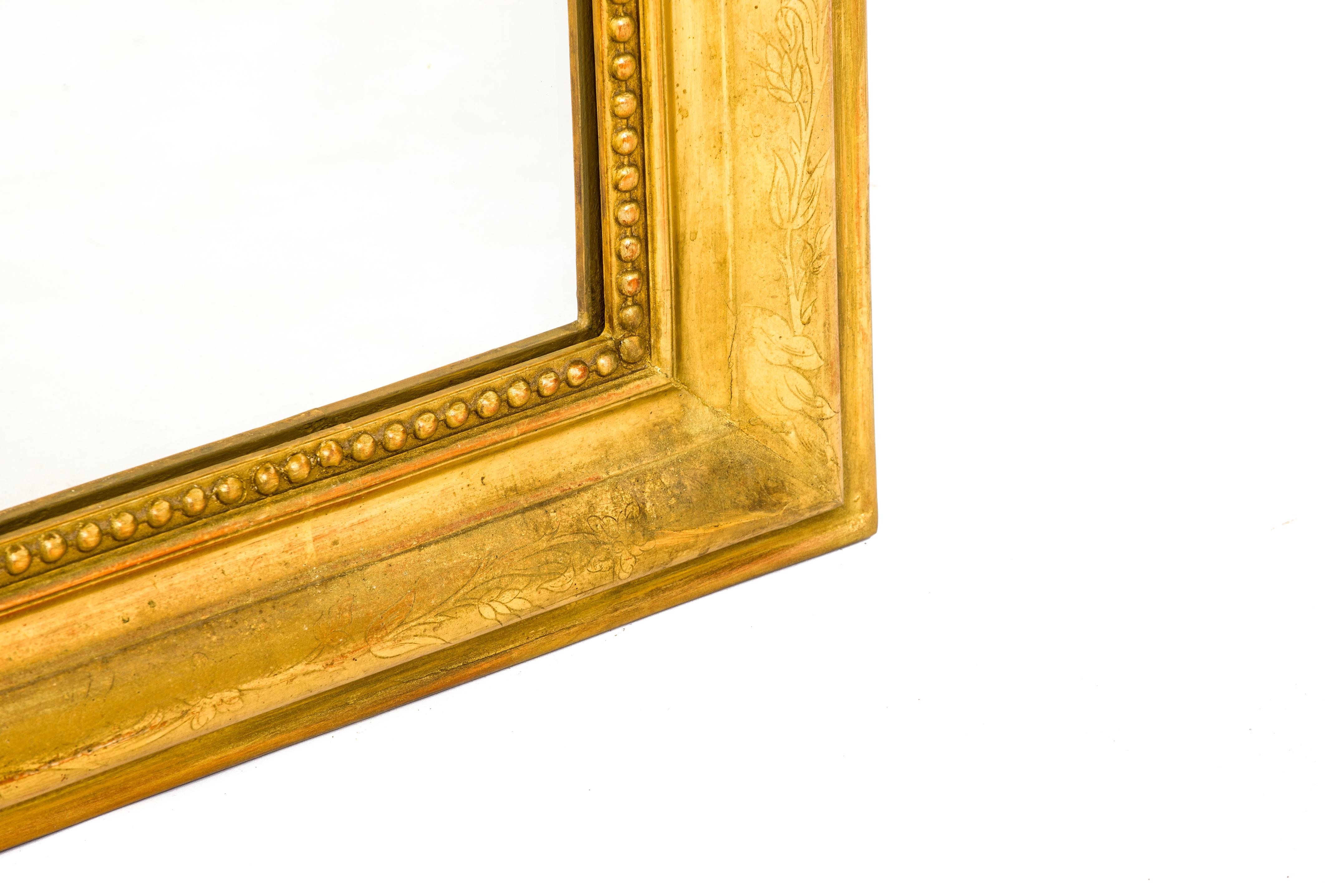 Antique 19th Century Gold Leaf Gilt French Louis Philippe Mirror In Good Condition For Sale In Casteren, NL