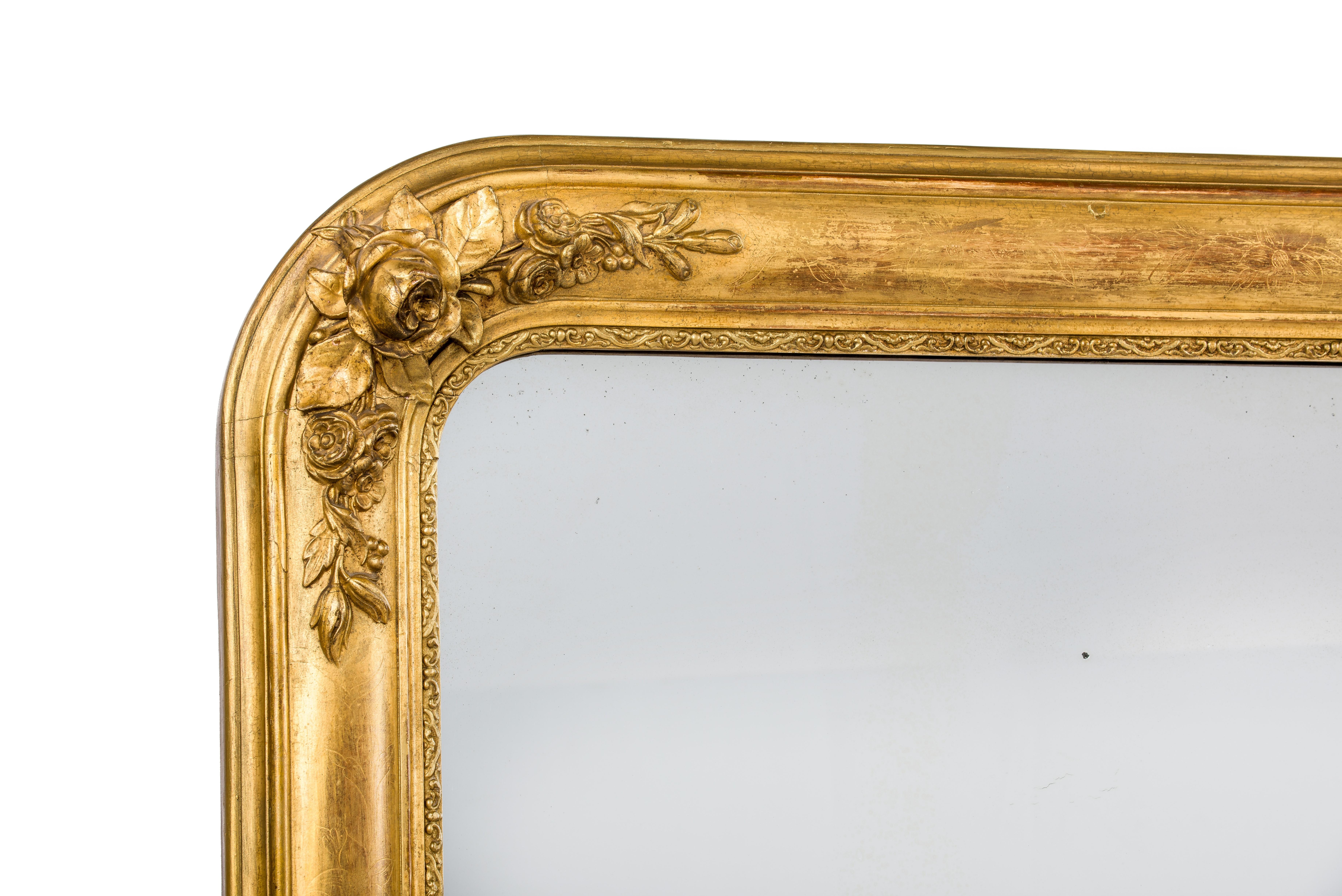 Antique 19th-Century Gold Leaf Gilt French Louis Philippe Mirror In Good Condition In Casteren, NL
