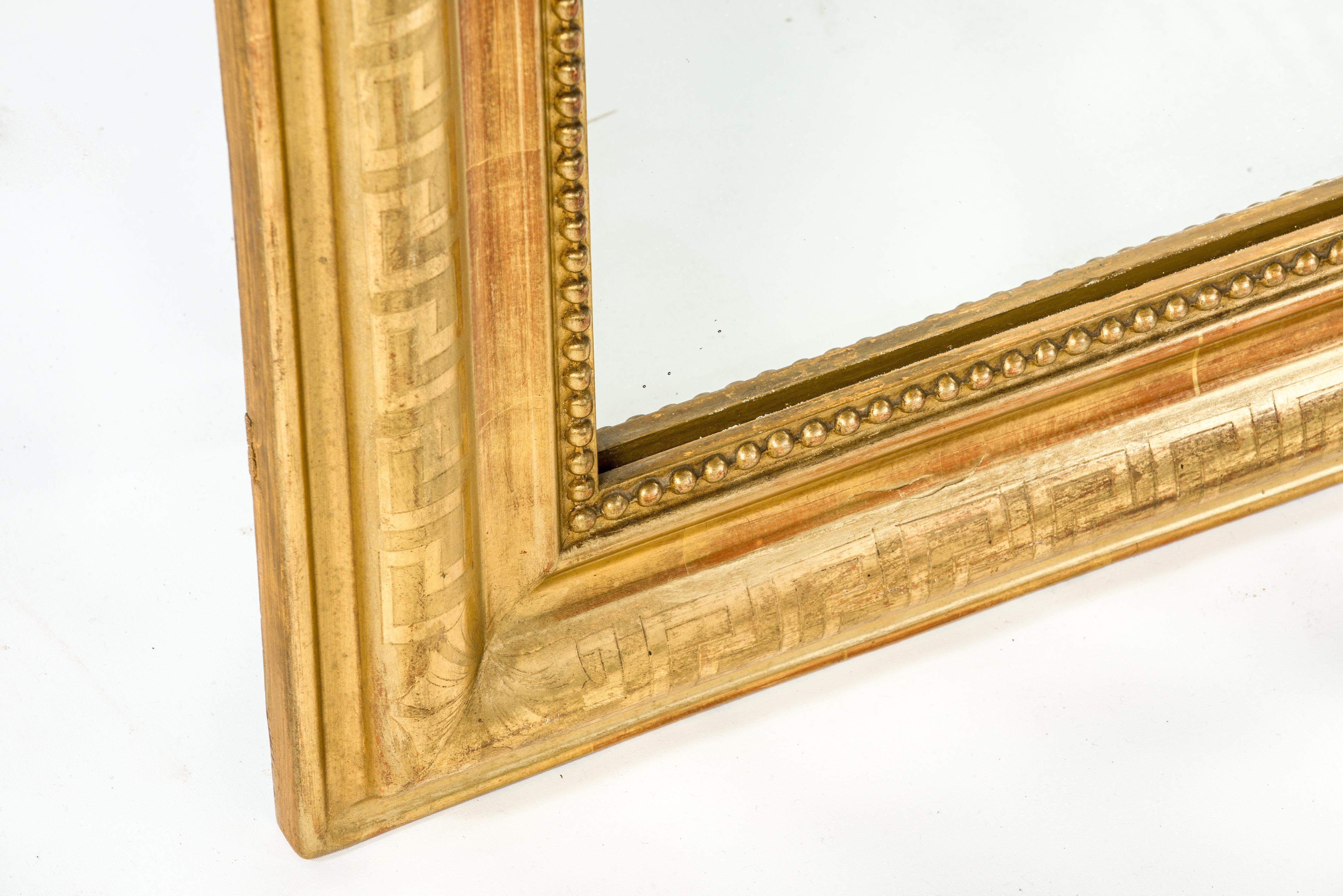 Gesso Antique 19th Century Gold Leaf Gilt French Louis Philippe Mirror