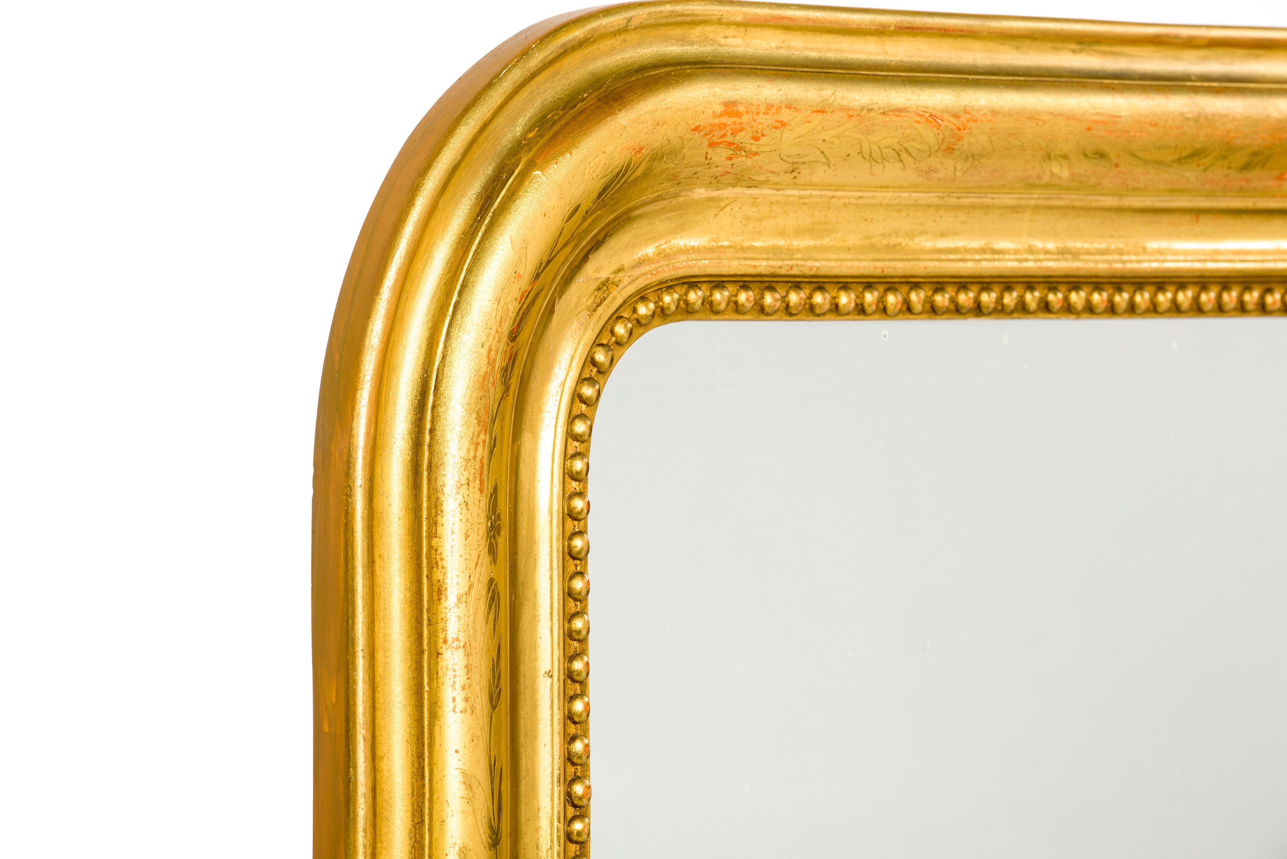 Gesso Antique 19th Century Gold Leaf Gilt French Louis Philippe Mirror For Sale