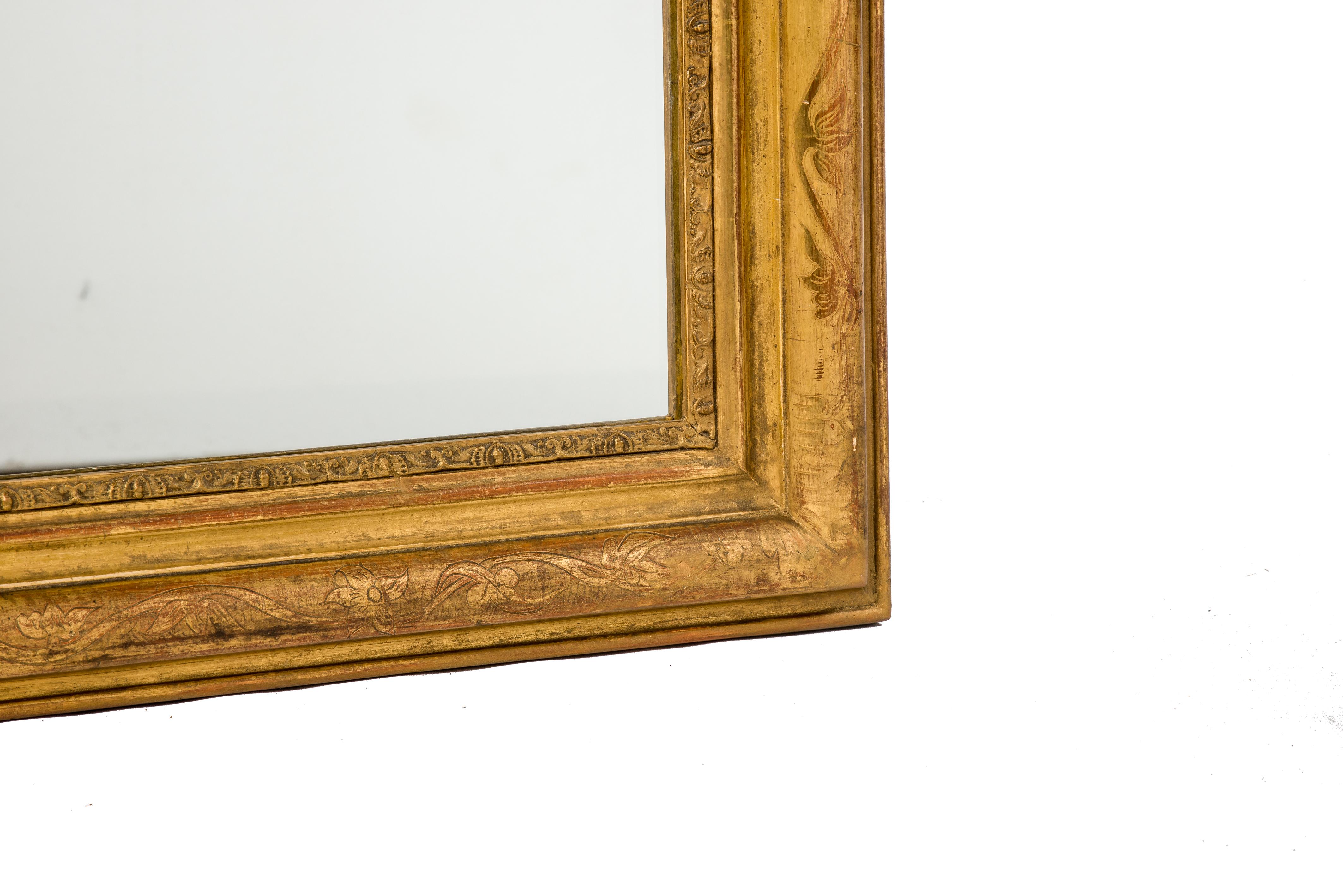 Late 19th Century Antique 19th-Century Gold Leaf Gilt French Louis Philippe Mirror
