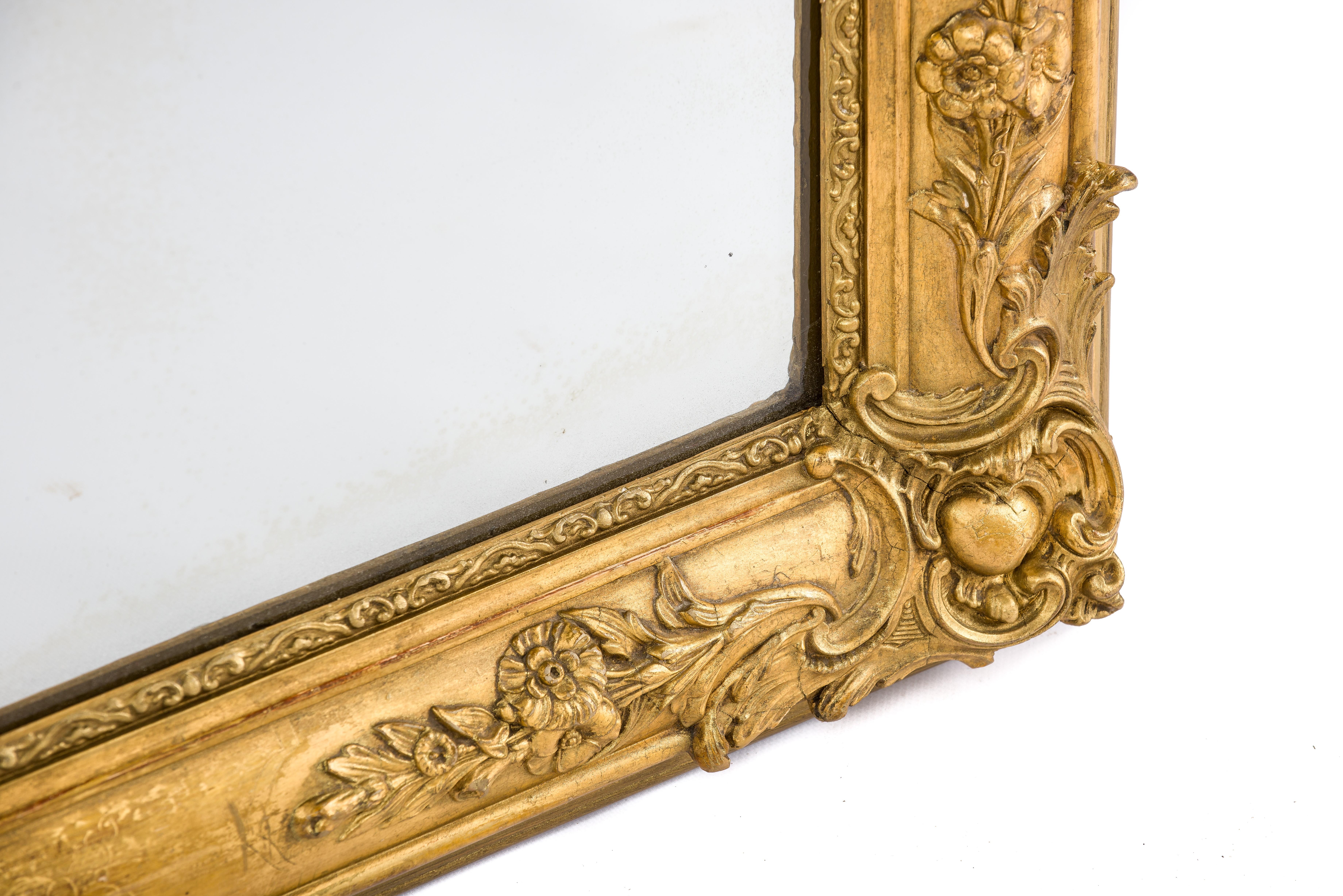 19th Century Antique 19th-Century Gold Leaf Gilt French Louis Philippe Mirror