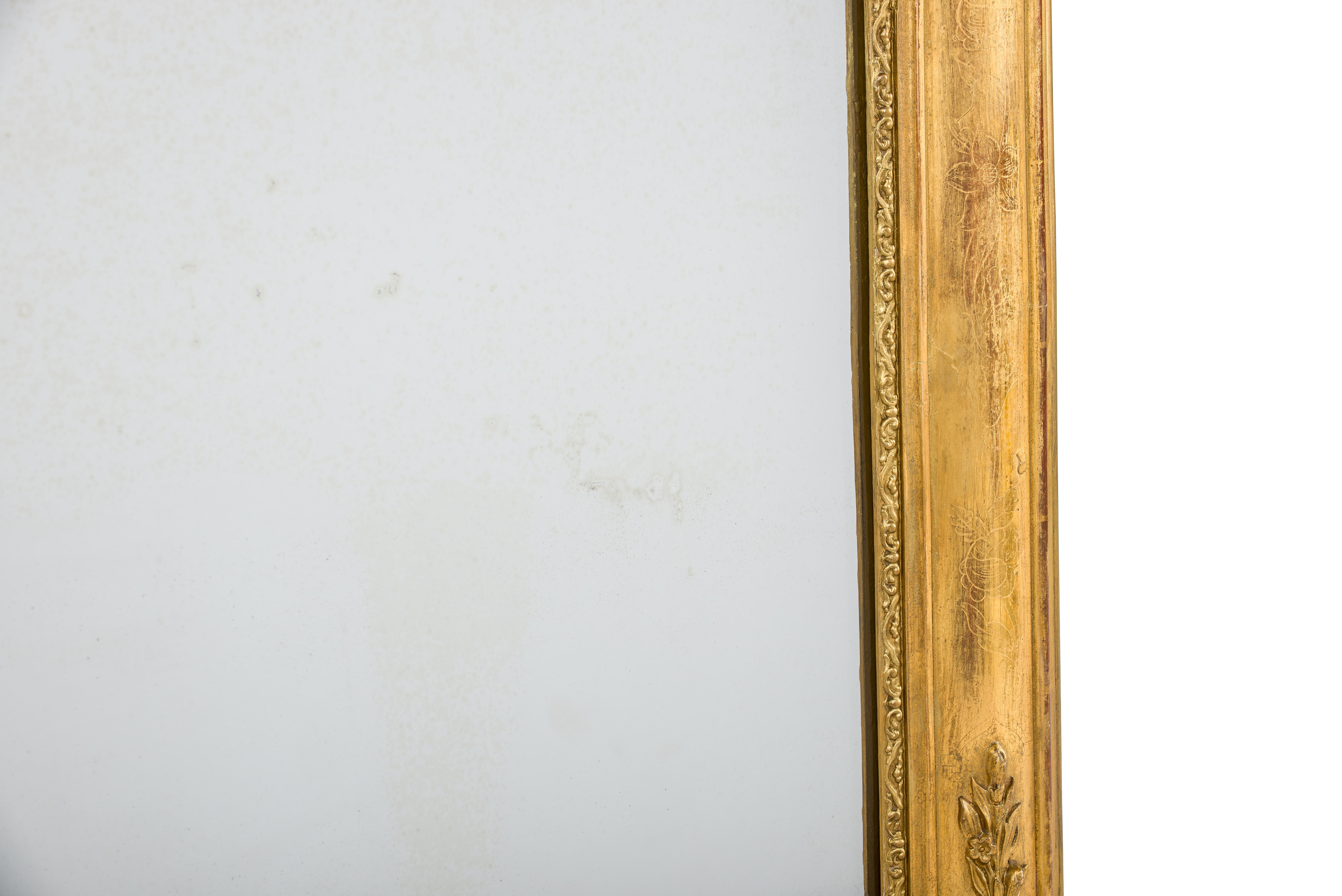 Antique 19th-Century Gold Leaf Gilt French Louis Philippe Mirror 2